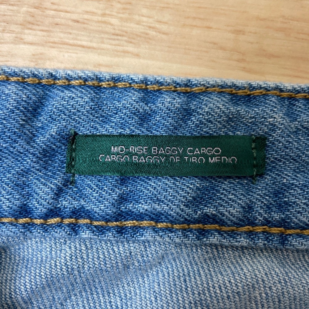 Wild Fable Womens Mid-Rise Baggy Cargo Jeans Blue Denim Size 2R Wide Leg Utility - Picture 7 of 14
